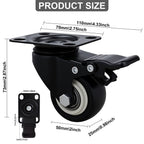 Htudcue 2 Inch Industrial Heavy Duty Caster Wheels Set of 20, Double Locking PU Casters, Non-Marking Polyurethane Wheels for Workshops & Commercial Spaces, 800lbs Per 4 Wheels