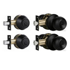 Exterior Door Lock Set with Deadbolt, Single Cylinder Deadbolt Lock and Door Knob Set, Keyed Alike Door Locks for Front Door,Matte Black Door Knob and Deadbolt Set(2Pack Set)