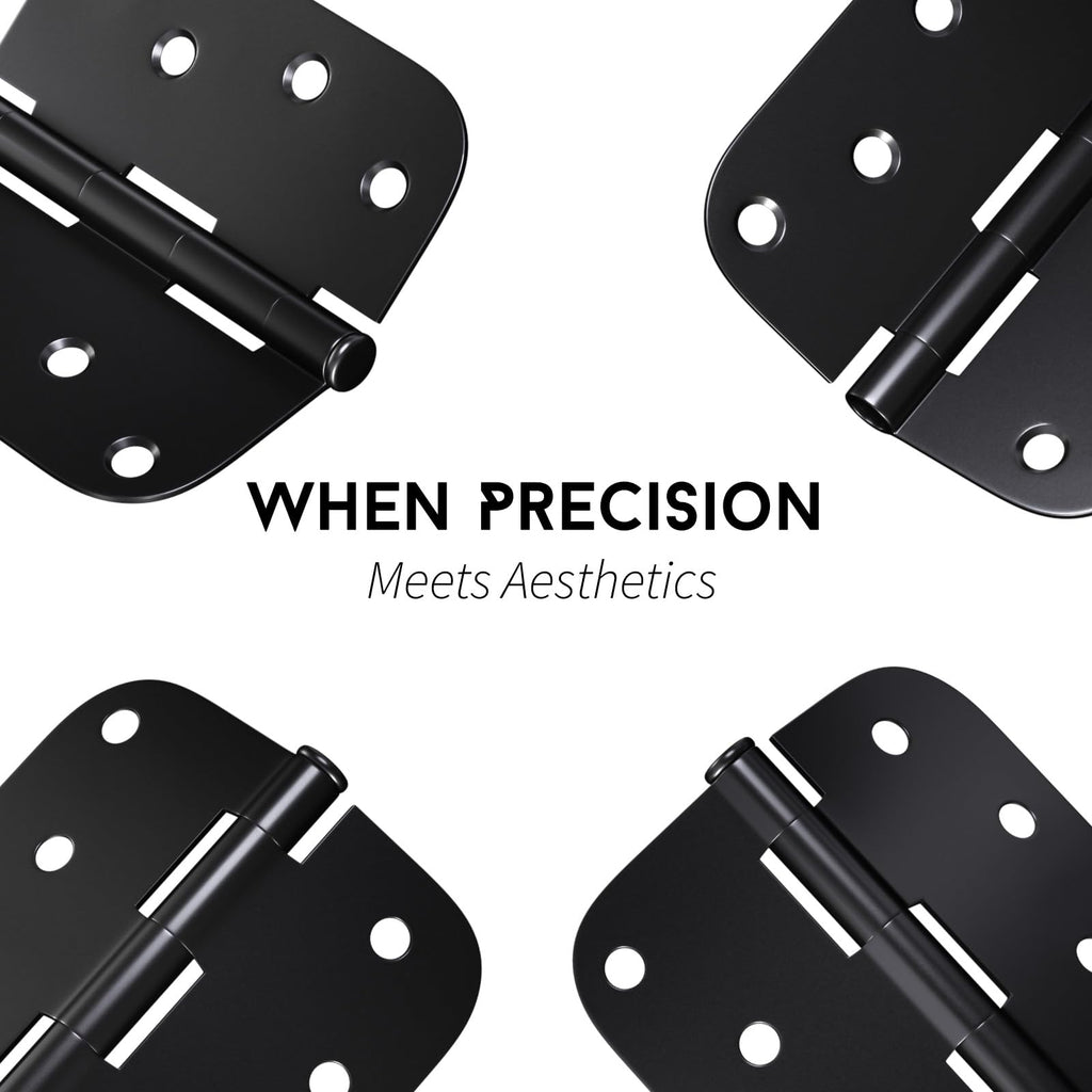goldenwarm 12 Pack Interior and Exterior Door Hinges, Matte Black Door Hinges 4 inch x 4 inch with 5/8" Radius Corners