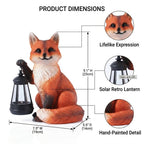 Solar Fox Garden Statue with Lantern, Woodland Fox Outdoor Decor, 9 inch
