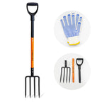 Pitch Fork for Garden, 4-Tines Garden Fork, 45-Inch Spading Fork, Heavy Duty Compost Digging Fork with Steel Handle and Enhanced D-handle, Orange