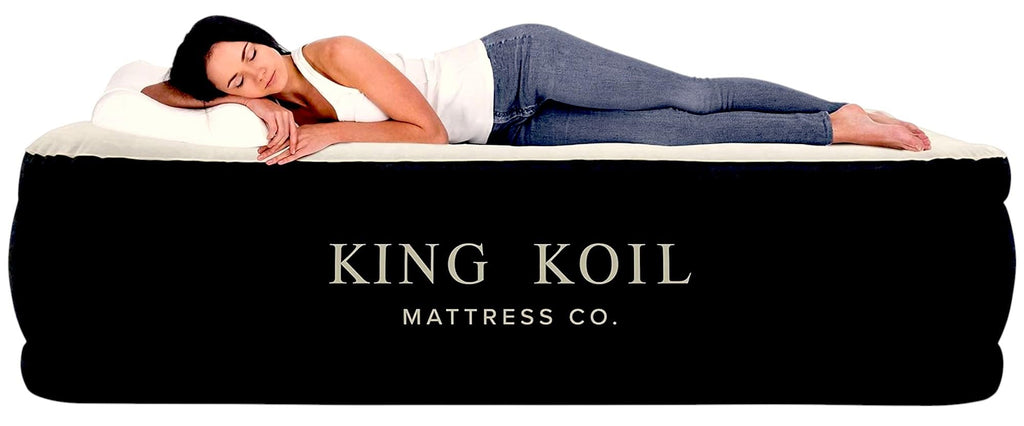 King Koil Luxury Queen Size Air Mattress with Built-in High-Speed Pump, 20" Adjustable Double High Premium Pillow Top Inflatable Airbed for Guests, Camping & Home (Manufacturer Warranty)