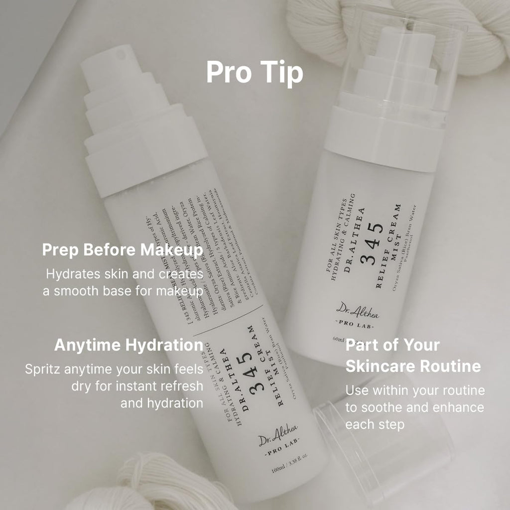 Dr.Althea 345 Relief Cream Mist | Hydrating Facial Mist with Rice Extract | Soothing Care for Sensitive Skin | Vegan Korean Skincare, 3.38 Fl Oz