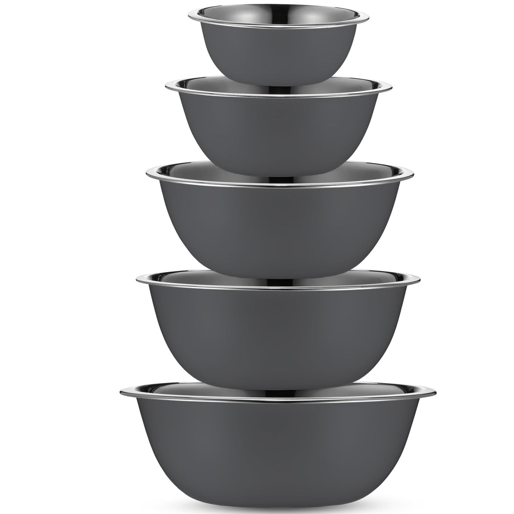 WHYSKO Meal Prep Stainless Steel Mixing Bowls Set, Home, Refrigerator, and Kitchen Food Storage Organizers | Ecofriendly, Reusable, Heavy Duty (Gray)