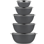 WHYSKO Meal Prep Stainless Steel Mixing Bowls Set, Home, Refrigerator, and Kitchen Food Storage Organizers | Ecofriendly, Reusable, Heavy Duty (Gray)