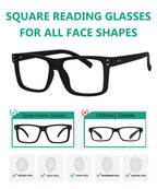 Eyekepper Oversized Reading Glasses Square Large Frame Readers for Men and Women - Black +0.50