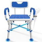 FSA/HSA Eligible Shower Chair for Inside Shower with Reinforced Crossing Bar, Heavy Duty Shower Seat 500lbs with Padded Arms and Back, Height Adjustable Shower Chair for Elderly and Disabled