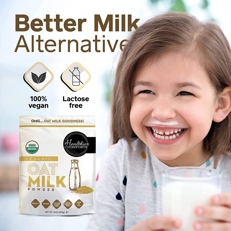 Oat Milk Powder 21oz - Natural and Plant Based Milk with a Clean Formula - Gluten-Free, Vegan, USDA Organic Certified, Non-GMO, Dairy Free, and Lactose Free Milk Powder with No Refrigeration Required