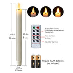 Homemory 9.6 Inches Waxy Flameless Taper Candles with Remote Timer Dimmer, Flickering LED Candlesticks, Battery Operated Window Candle for Christmas Wedding Decor, 6 Pcs Ivory Wavy Taper Candles
