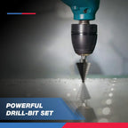 NEIKO 10198A Step Drill Bit Set | 5 Piece, 4mm- 35mm | Metric Titanium High Speed Steel Unibit, Stepper Cone Drill Bit | Two Flute Step Down Bits, 135 Degree Point