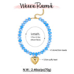 WOWORAMA Chunky Heart Necklace for Women Light Blue Resin Beaded Necklaces with Puffy Heart Pendant Chunky Statement Necklace Boho Trendy Summer Jewelry
