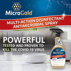 MicroGold Multi-Action Disinfectant Antimicrobial Spray Tested and Proven Effective to Kill the COVID-19 Virus, Kills 99.9% of Viruses and Bacteria, 24 Fluid Ounces, 6 Pack, Packaging May Vary