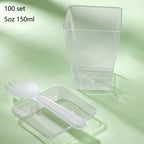 Toowood 300 Pack 100 Set Clear Dessert Cups with Lids and Spoons, 5.4oz Mini Dessert Cups Reusable Square Parfait Cup for Party Appertizer, Christmas