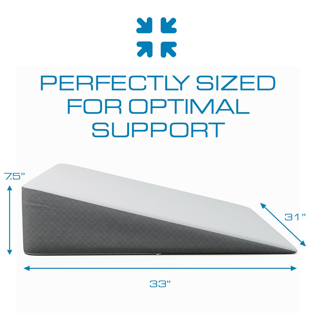 Kolbs Extra Wide Bed Wedge Pillow for Sleep Apnea, Acid Reflux, and Back Pain Relief, with Chic Jacquard Cover - Headboard GERD Pillow Wedges for Sleeping (Extra Wide 7.5" Height)