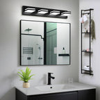 IZORRO LED Modern Bathroom Lights Fixtures(4-Light,Dimmable,360°Rotate),Matte Black Acrylic Wall Lighting,Vanity Lights for Bathroom Over Mirror - 6000k 24In （No Assembly Required）