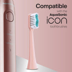 AquaSonic Genuine Icon Replacement Brush Heads | ADA Accepted | Compatible with AquaSonic Icon Toothbrush | 6 Brush Heads | for Normal & Sensitive Teeth (Light Pink)