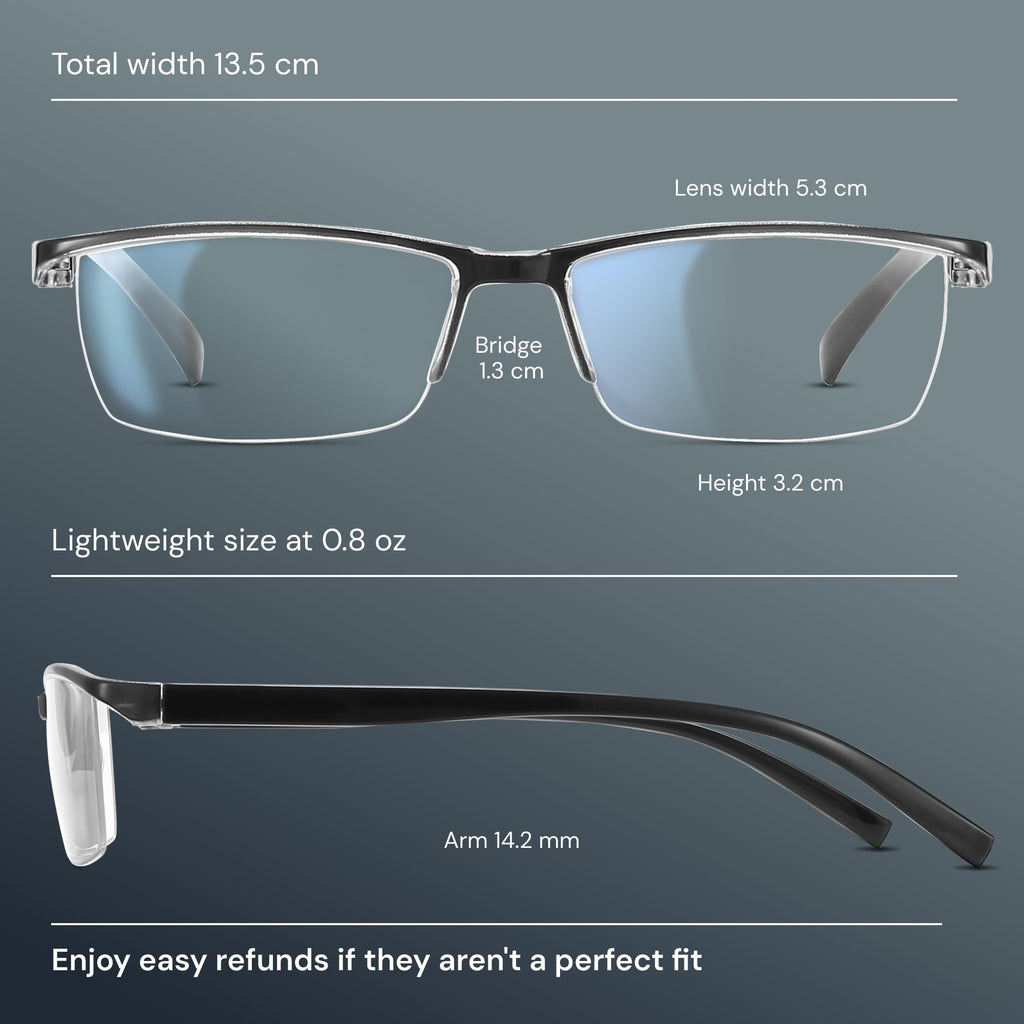 Gaoye 6 pack 2.0 Executive Style Reading Glasses Men - Durable Readers with Blue Light Filtering- Comfortable Fit with TR90 Frames