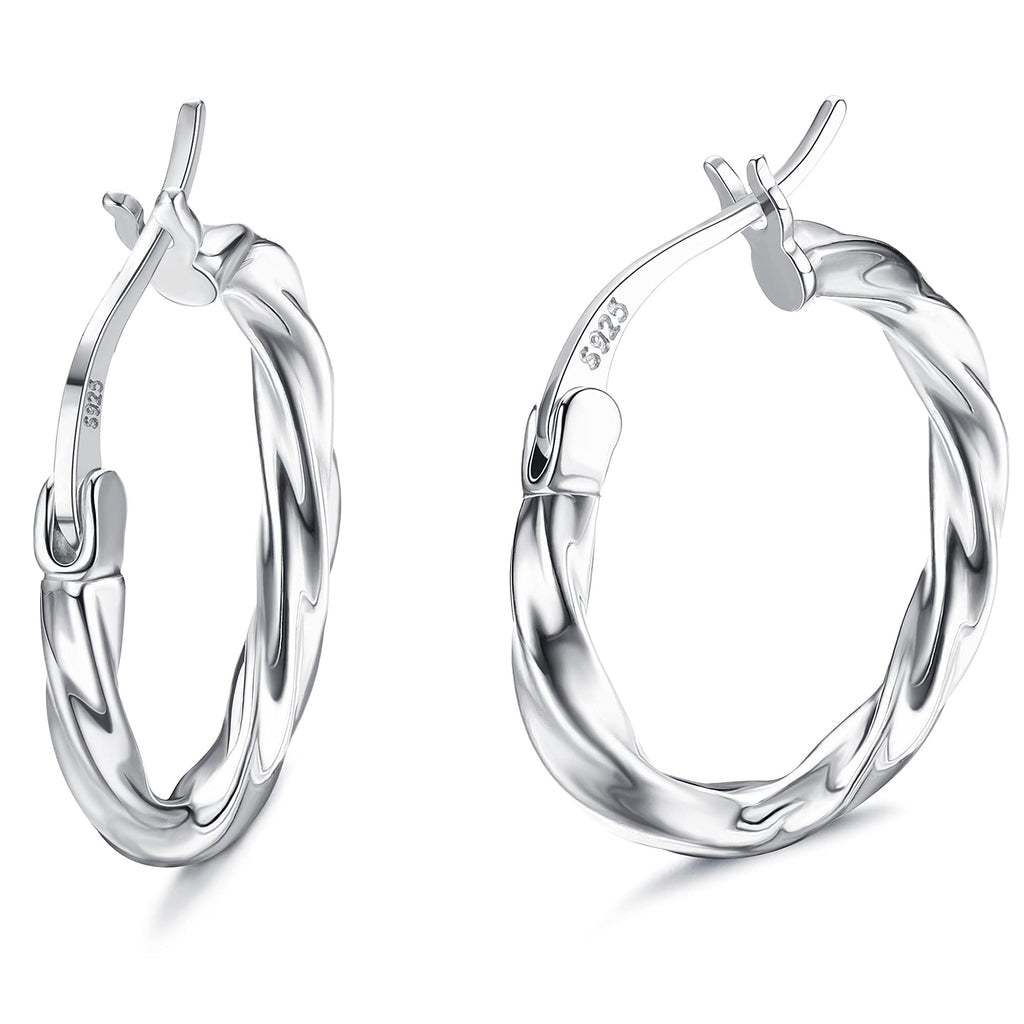 MILACOLATO Solid 925 Sterling Silver Twisted Hoop Earrings for Women 2.5mm