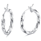 MILACOLATO Solid 925 Sterling Silver Twisted Hoop Earrings for Women 2.5mm