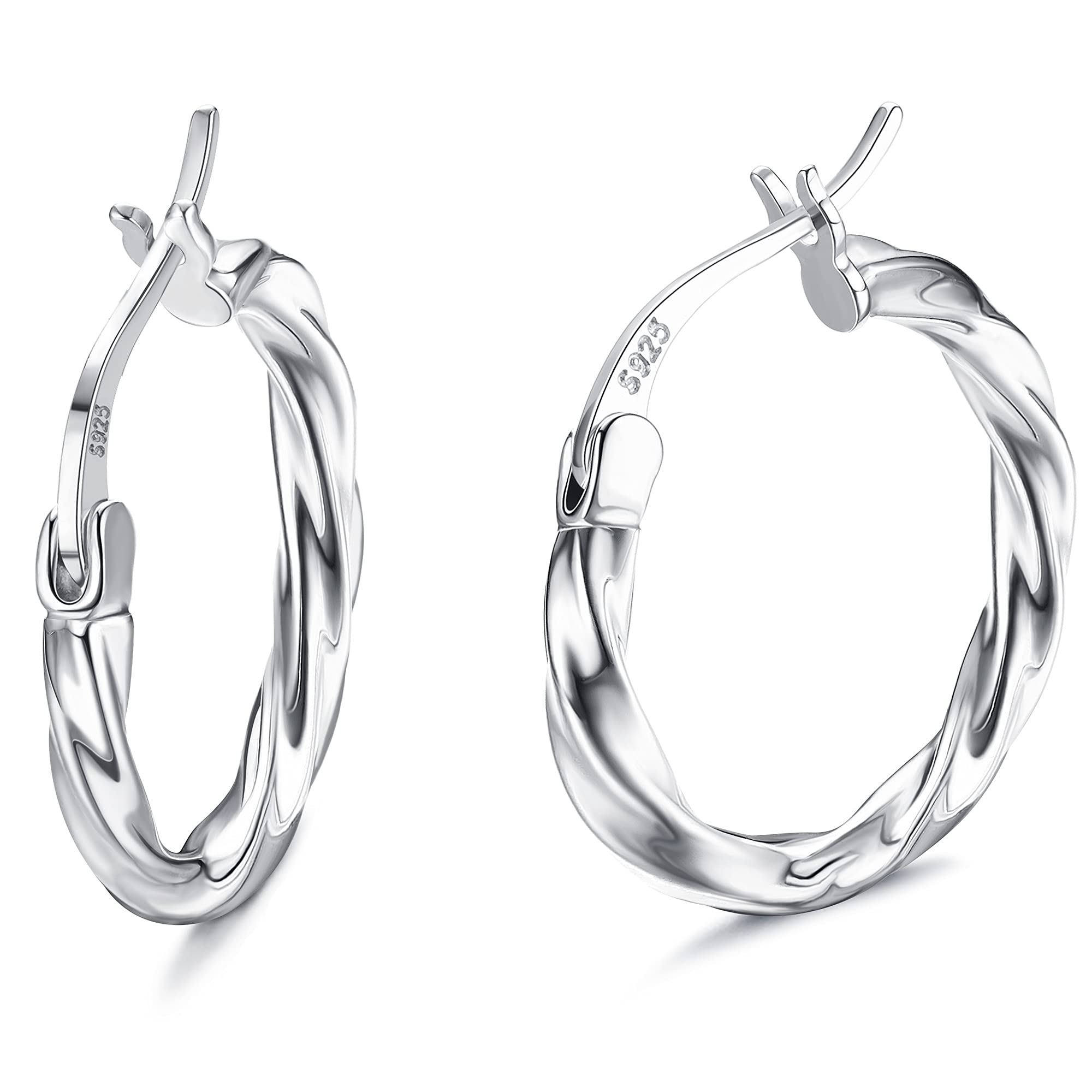 MILACOLATO Solid 925 Sterling Silver Twisted Hoop Earrings for Women 2.5mm