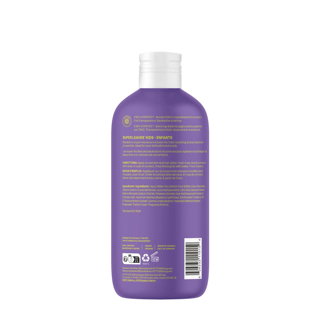 ATTITUDE Shampoo and Body Wash for Kids, EWG Verified Hair and Body Cleanser, Dermatologically Tested Soap, Plant and Mineral Based Bath Products, Vegan, Vanilla & Pear, 16 Fl Oz