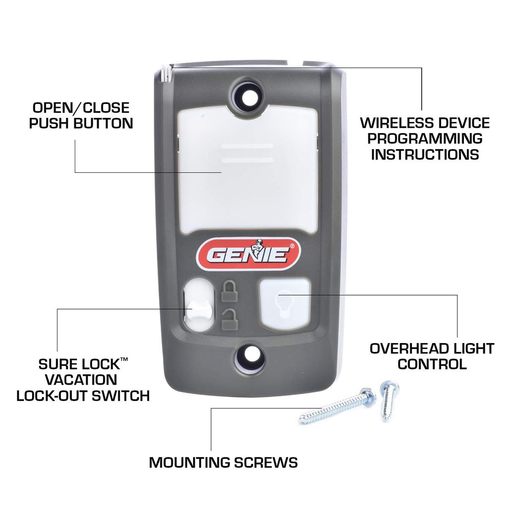 Genie Series II Garage Door Opener Wall Console - Sure-Lock/Vacation Lock for Extra Security - Light Control Button - Compatible with All Genie Series II Garage Door Openers - Model GBWCSL2-BX