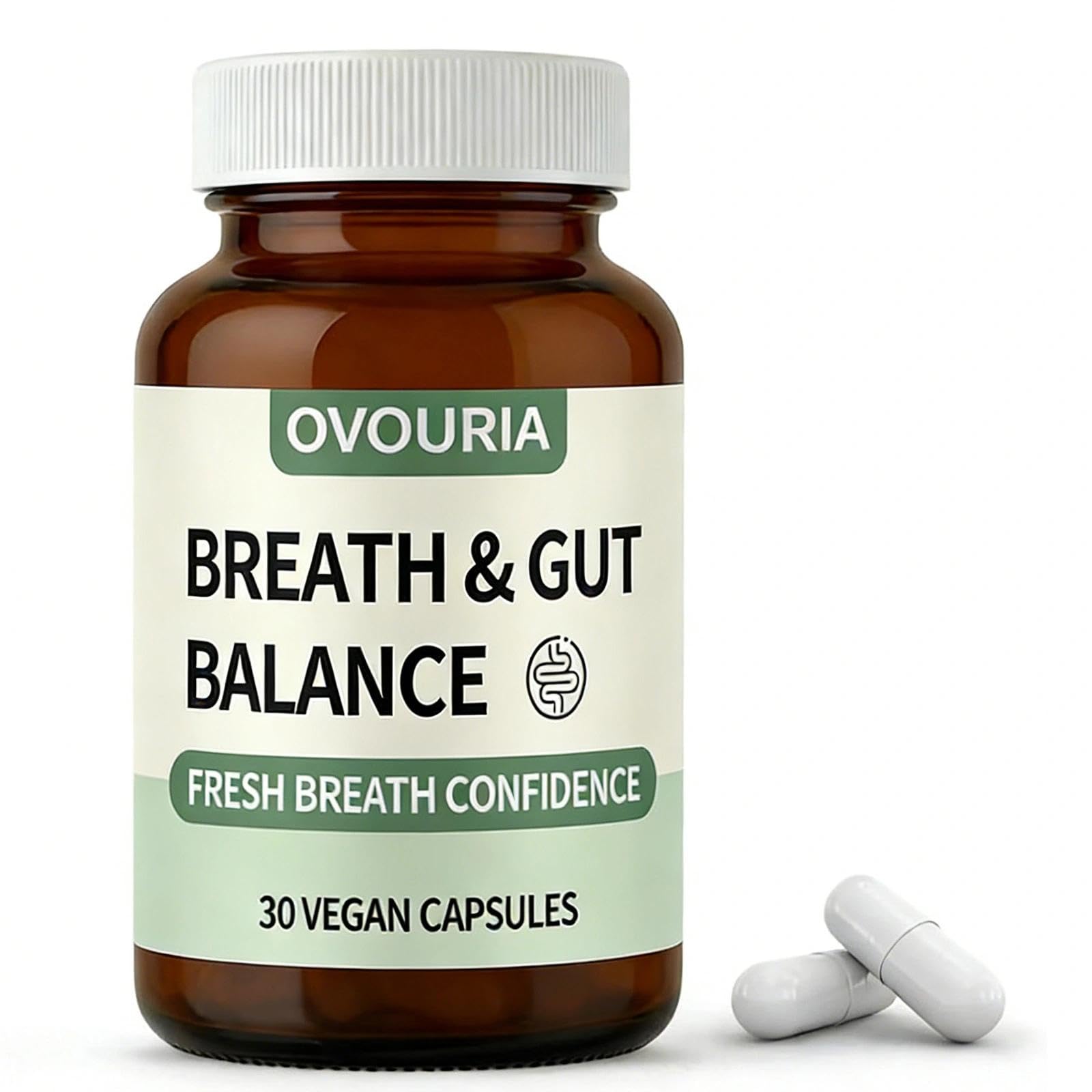 Enerra Ovouria Breath and Gut Balance – Gut Health Probiotic with Magnesium Citrate, Zinc Gluconate, Probiotic Blend, Fresh Breath, Chronic Halitosis & Gut Health – 30 Capsules