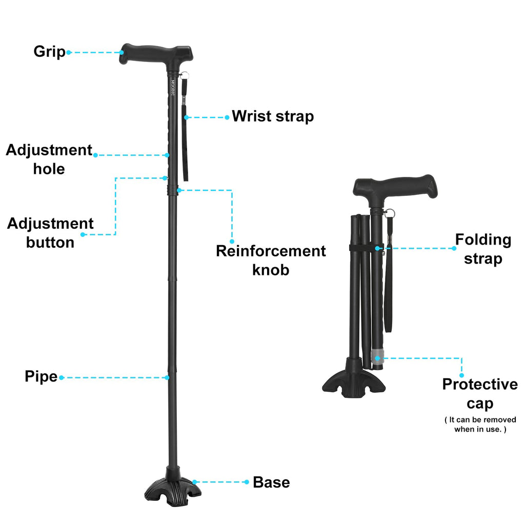 MOODIC Tall Men's Walking Cane 42.52 in. Extra Long Walking Canes Easy to Travel is Suit for Big People Over 5 Feet 9 Inches (Black)