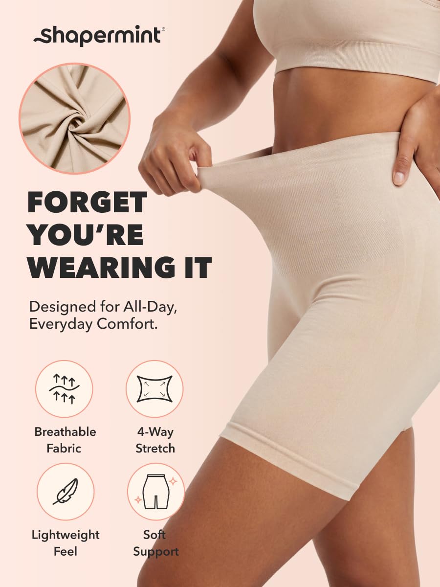 SHAPERMINT High Waisted Shapewear Shorts, Tummy Control Under Dress S-4XL