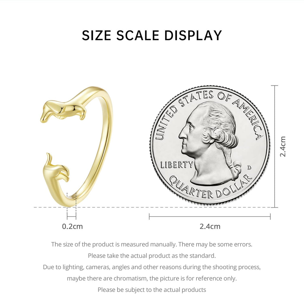 MUNDELL Cute Dachshund Rings 14K Gold Plated Puppy Dog Rings for Women Animal Rings Stacking Ring Statement Ring