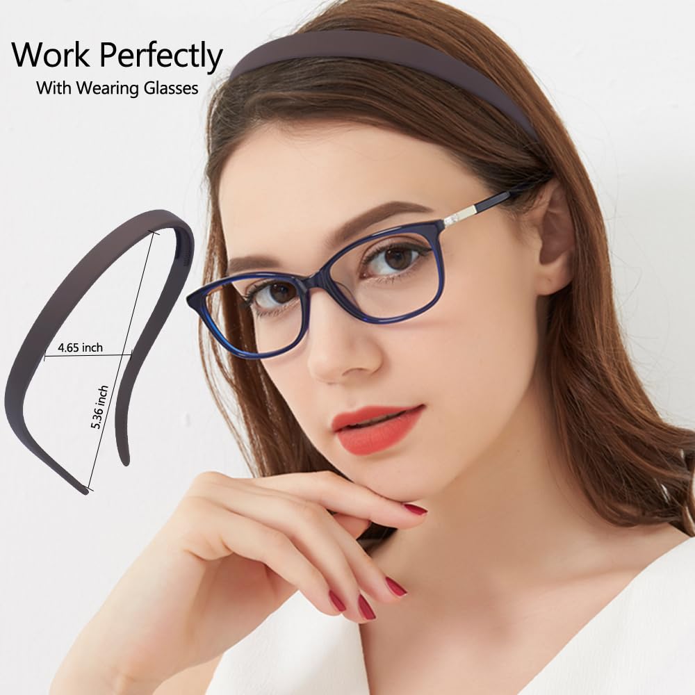 TOBATOBA Headbands for Glasses Wearers No Pressure No Headache Hairbands Square Sunglasses Headband for Women Comfortable Head bands for Girls Non Slip with Teeth 6Pcs