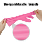 IUCGE Rubber cleaning gloves pink 6 Pairs for Household,Reuseable dishwashing gloves for Kitchen.(6,Large)