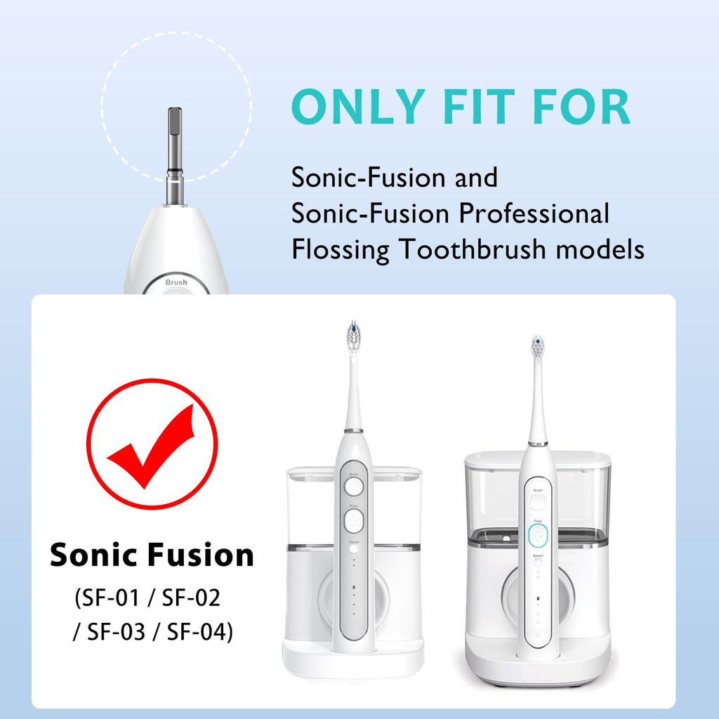 Replacement Flossing Toothbrush Heads for Waterpik and ZoCCee - Compact Floss Brush Head- 3 Count - White