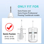Replacement Flossing Toothbrush Heads for Waterpik and ZoCCee - Compact Floss Brush Head- 3 Count - White