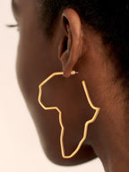 FaithHeart Gold Hoop Earrings for Women, Trendy 14K Gold Plated Large African Map Huggie Hoop Earrings Non Tarnish Everyday Jewelry