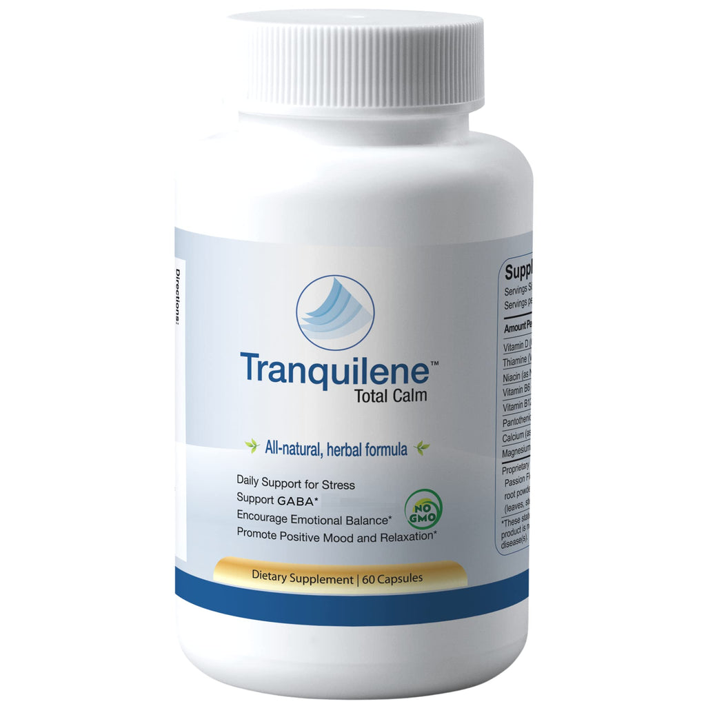 Tranquility Labs Tranquilene Total Calm - Stress Relief - All Natural Herbal Supplement - 60 Capsules - Extra Strength with Ashwagandha, Bacopa, B-Complex & More