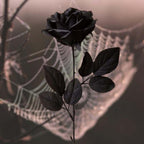 Laelfe Halloween Black Roses Artificial Flowers, 12 PCS Fake Silk Flower Long Stem Artificial Rose for Home Wedding Party Decorations(Black Halloween)