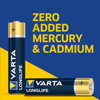 Varta Longlife AA Batteries (100 Pack), Alkaline Double A Battery