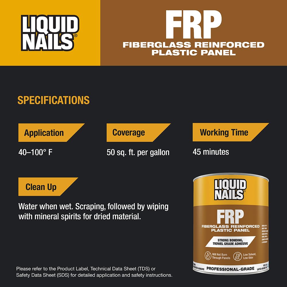 Liquid Nails Fiberglass Reinforced Panel (FRP) 1 gal. Low VOC Adhesive (Pack of 6)
