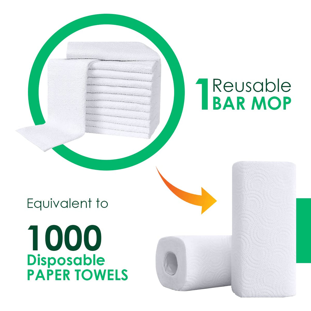 Avalon Towels Bar Towels (Pack of 36) Size 14x17 Inches – 100% Cotton, Absorbent and Reusable Cleaning Rags, Multipurpose Cleaning Towels, Terry Cloth Rags, Durable Shop Rags (White)