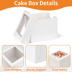WINKIO Cake Box with Cake Boards, 10 Pack Disposable Cake Carrier, Cakes Transport Container, White Bakery Holder with Window (10, white, 10x10x8 Inches)