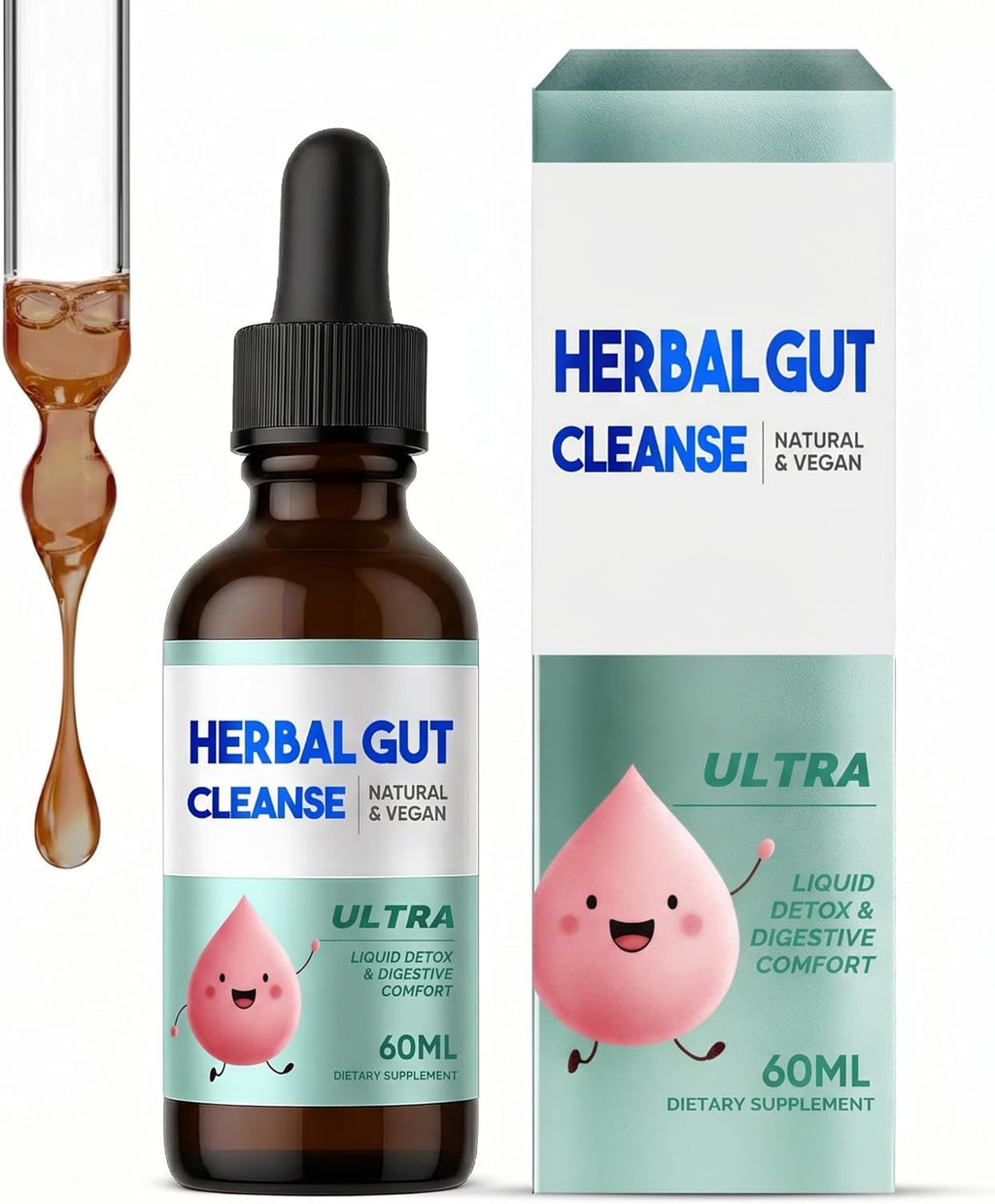 Kids Herbal Gut Cleanse Drops, Parasite Cleanse for Humans Liquid with Wormwood, Black Walnut & Probiotics, Supports Digestive & Overall Gut Health for Children (2 oz)