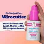 Megababe Sweat Absorbing Body Powder - Bust Dust, with Applicator Pump, Summer and Hot Weather Must-Have, Talc-Free, All Natural, 3 oz