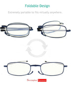 sevenplus 3 Pack Reading Glasses Blue Light Blocking, Anti UV Glare, Foldable Computer Spring Hinge Readers for Women Man 2.50X