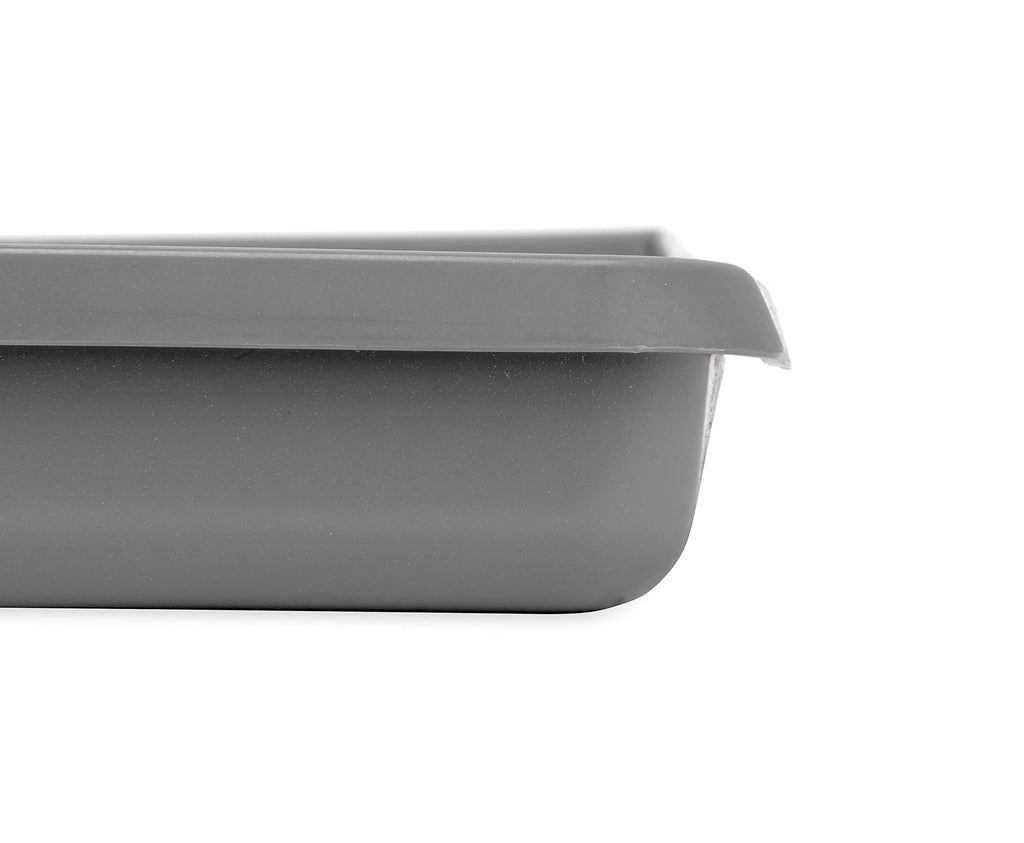 Camco Low Profile Washing Machine Drain Pan with PVC Fitting, 29 inch x 33 inch ID and 31 inch x 35 inch OD - Protects Your Floors from Washing Machine Leaks - Easy to Use - Pewter - 20788