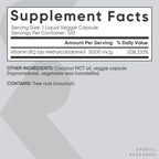 Sports Research® Vitamin B12 as Methylcobalamin 5000mcg - High Potency Vegan B12 w/Coconut MCT Oil for Energy Metabolism Support - Vegan Certified · Non-GMO · Gluten Free - 120 Liquid Caps
