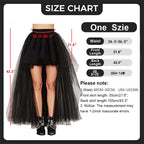 MisShow Women's Hi-Lo Tulle Tutu Skirt for 80s Party & Halloween, Black