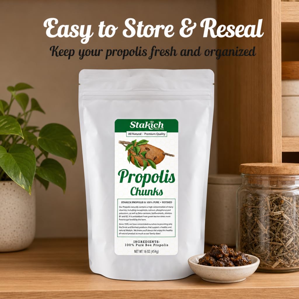 Stakich Bee Propolis Chunks - Pure, Natural - 1 Pound (16 Ounce)