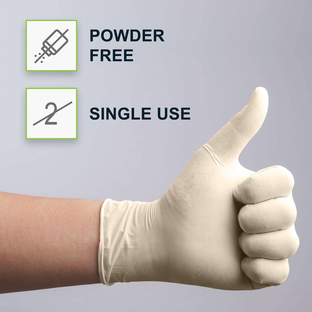 FifthPulse Medical Examination Latex Gloves X Large - 100 Count - Powder Free - Extra Thick 4.5 Mil - Natural Color - Non Sterile Disposable Gloves