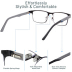 ZERPEET 2 Pack Men's Progressive Multifocal Reading Glasses,Rectangle Metal Frame with Spring Hinge Silicone Temple Blue Light Blocking Lenses Computer Readers Anti Eyestrain,2.5x